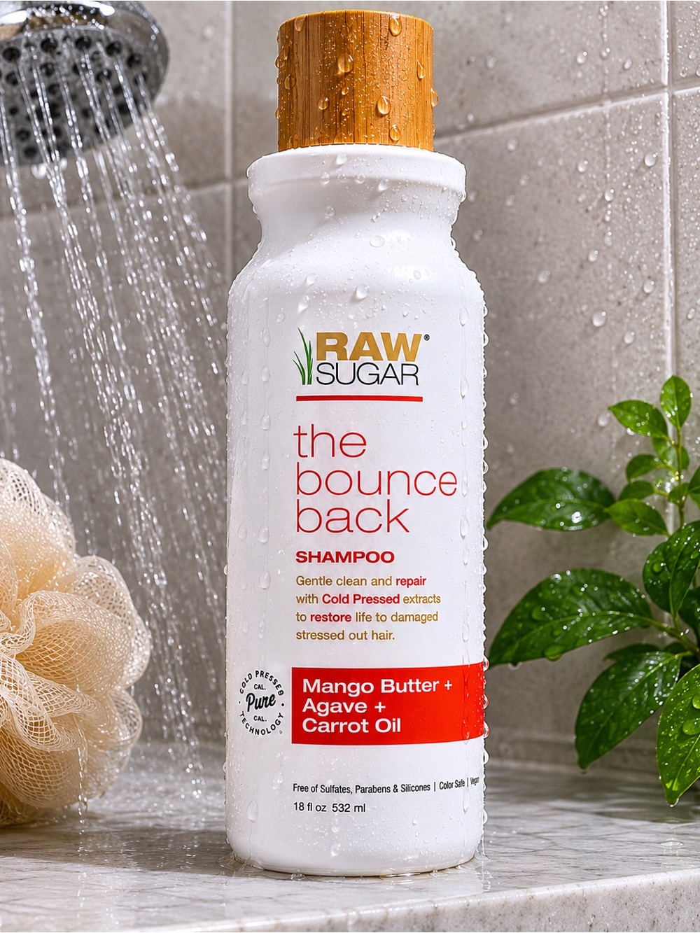 Raw Sugar The Bounce Back Shampoo – Mango Butter, Agave & Carrot Oil